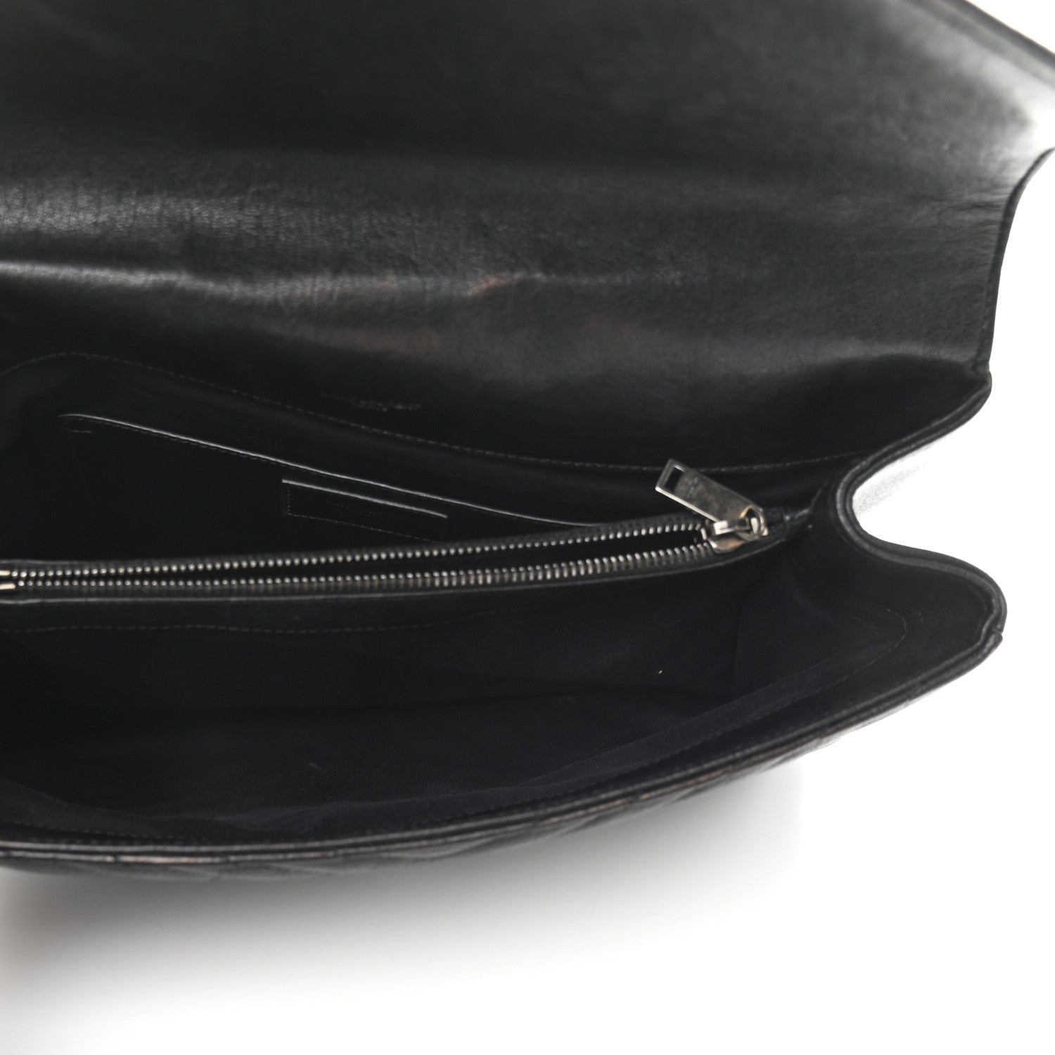 Saint Laurent Sheepskin Matelasse Chevron Monogram Large College Satchel Black 5 of 11