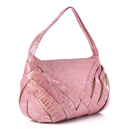 Nancy Gonzalez Crocodile Woven Shoulder Bag Pink 3 of 6