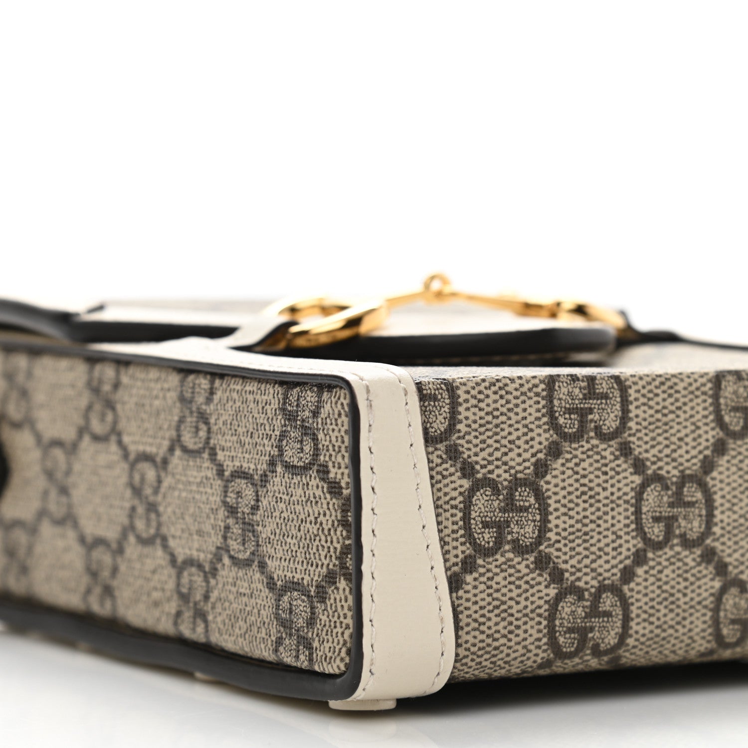 Gucci GG Supreme Monogram Azalea Calfskin Mini Horsebit 1955 Crossbody Bag Beige Ebony Mystic White 9 of 11