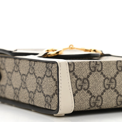 Gucci GG Supreme Monogram Azalea Calfskin Mini Horsebit 1955 Crossbody Bag Beige Ebony Mystic White 9 of 11