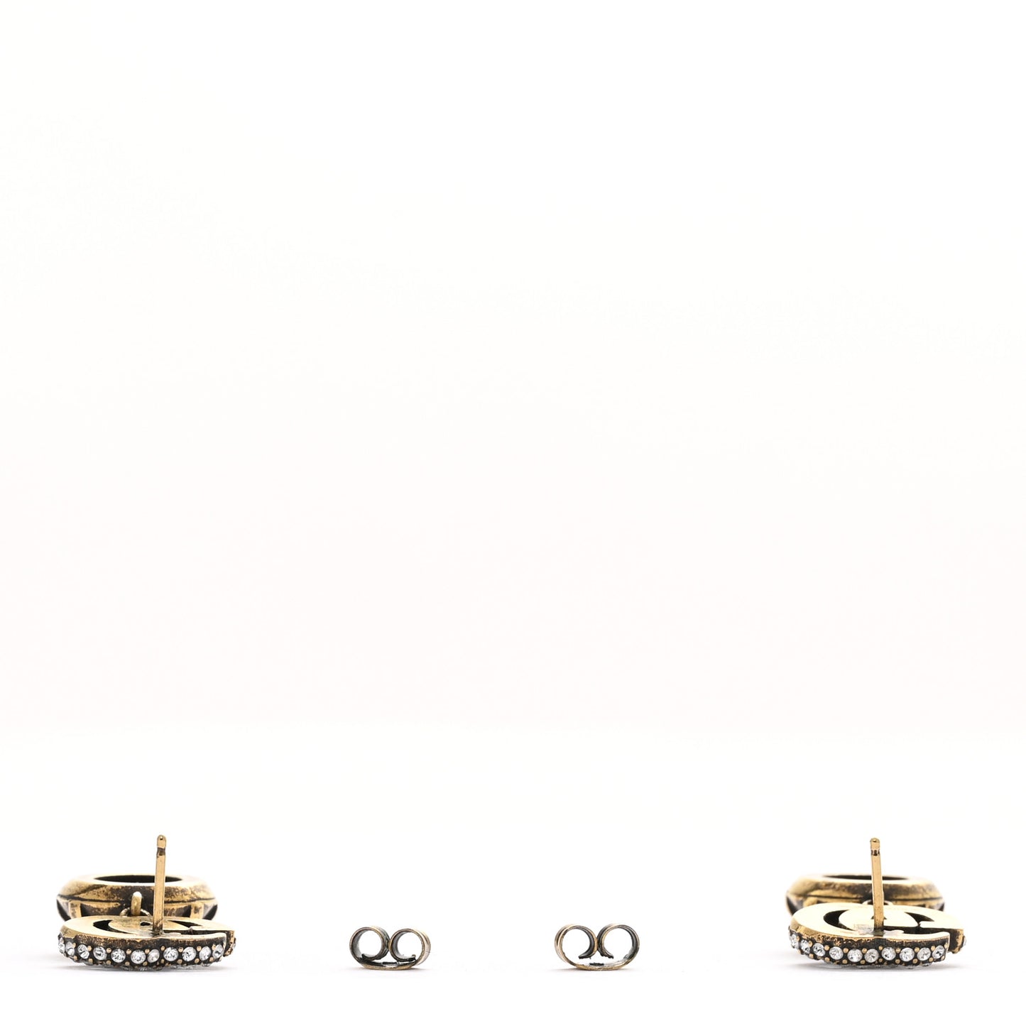 Crystal Double G Earrings Black Aged Gold