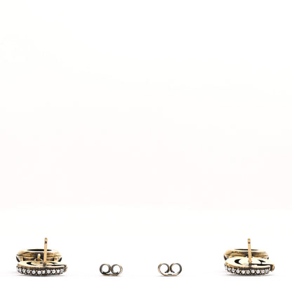 Gucci Crystal Double G Earrings Black Aged Gold 3 of 5