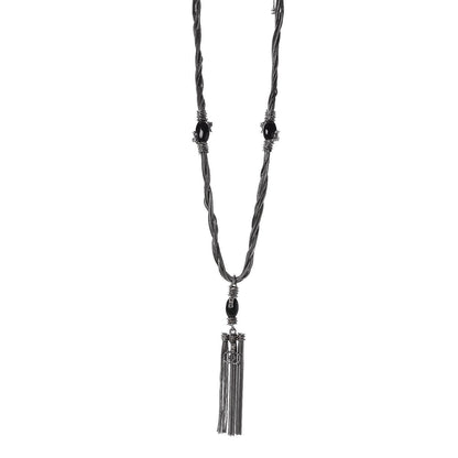 Chanel Ruthenium Enamel CC Tassel Chain Necklace 1 of 6