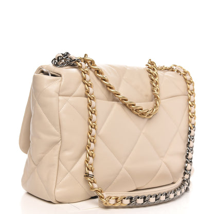 Chanel Lambskin Quilted Maxi Chanel 19 Flap Light Beige 4 of 12