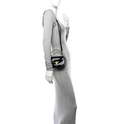 Celine Patent Calfskin Triomphe Mini Besace Clea Black 2 of 11