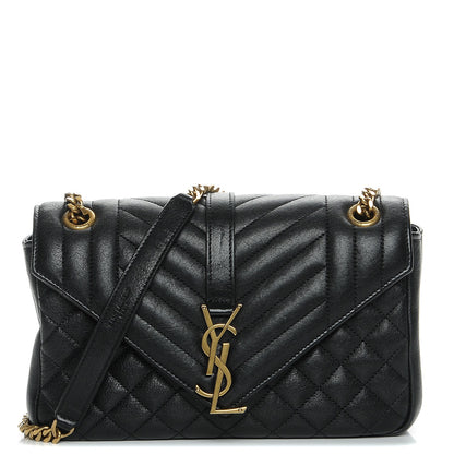 Saint Laurent Sheepskin Tri-Quilt Monogram Medium College Bag Black 1 of 7