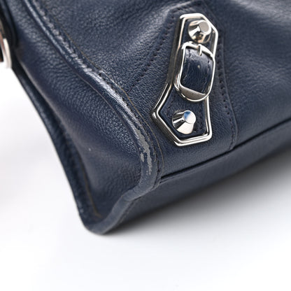 Balenciaga Chevre Silver Metallic Edge Hardware Mini City Bleu Nuit Dark Sea 9 of 13