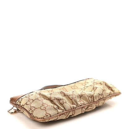Gucci Crystal GG Monogram Metallic Calfskin Hearts Wristlet Bronze 4 of 8