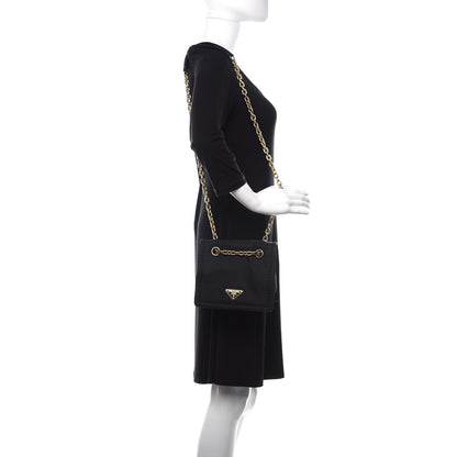 Prada Nylon Tessuto Chain Shoulder Bag Black 2 of 10