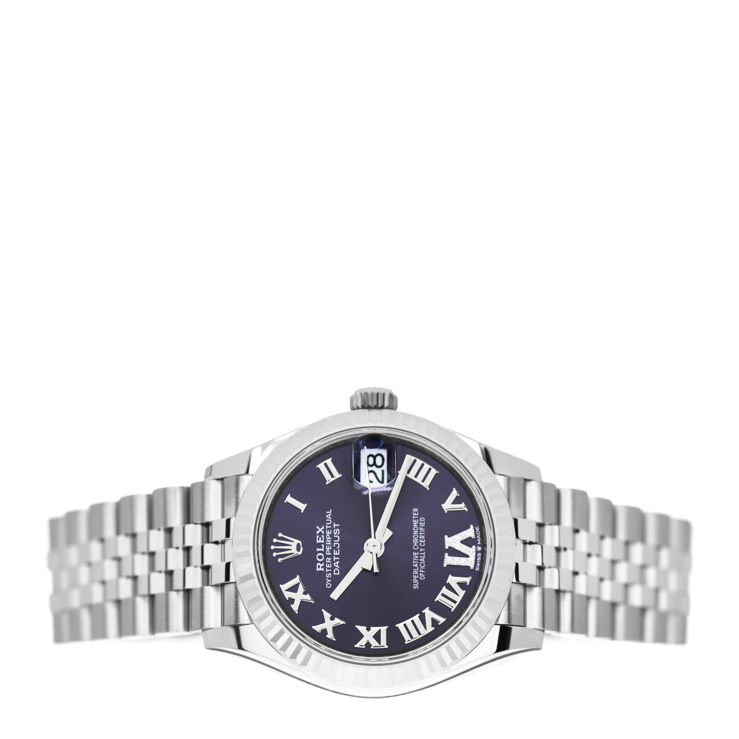 Rolex Stainless Steel 18K White Gold Diamond 31mm Oyster Perpetual Datejust Watch Aubergine Roman 278274 2 of 5