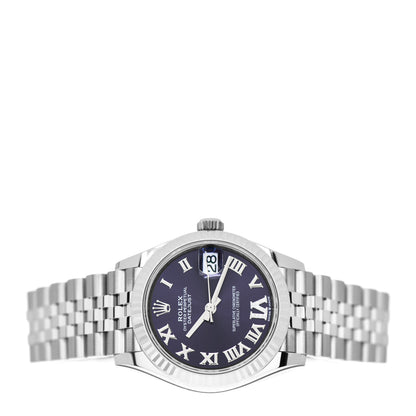 Rolex Stainless Steel 18K White Gold Diamond 31mm Oyster Perpetual Datejust Watch Aubergine Roman 278274 2 of 5
