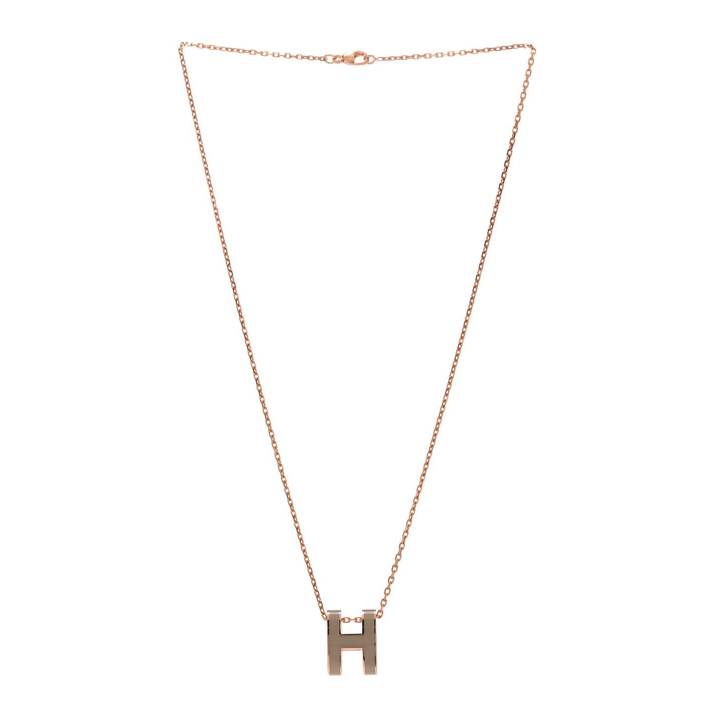 Lacquered Rose Gold Pop H Pendant Necklace Marron Glace
