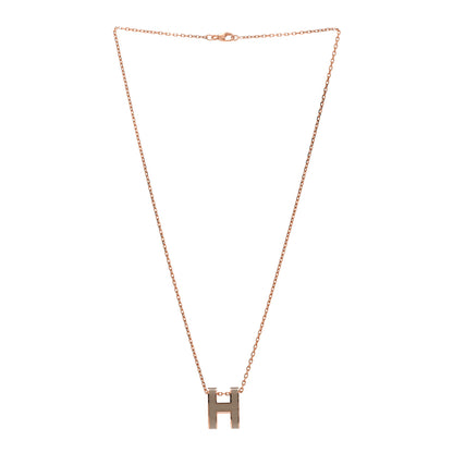 Hermes Lacquered Rose Gold Pop H Pendant Necklace Marron Glace 3 of 7