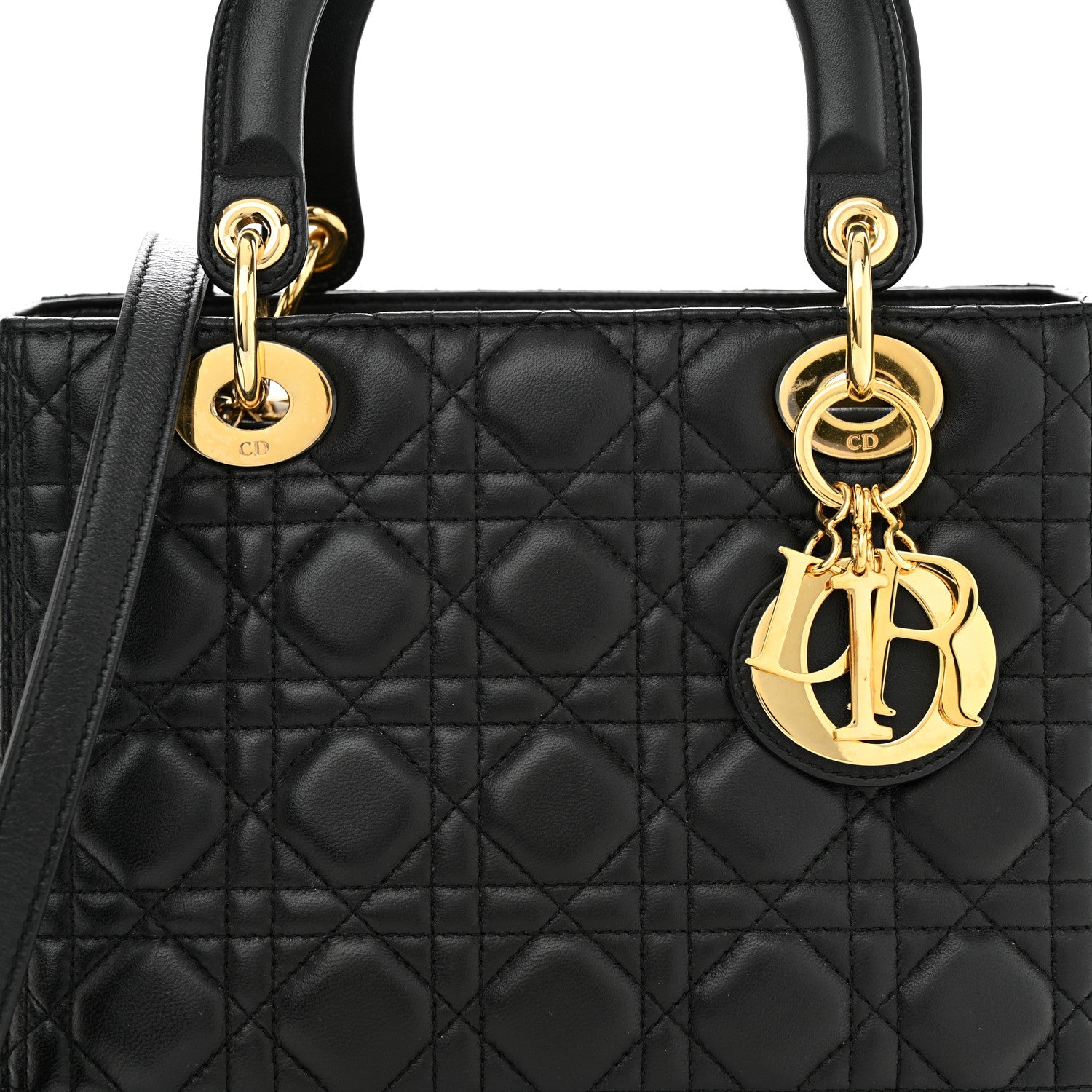 Christian Dior Lambskin Cannage Medium Lady Dior Black 8 of 10