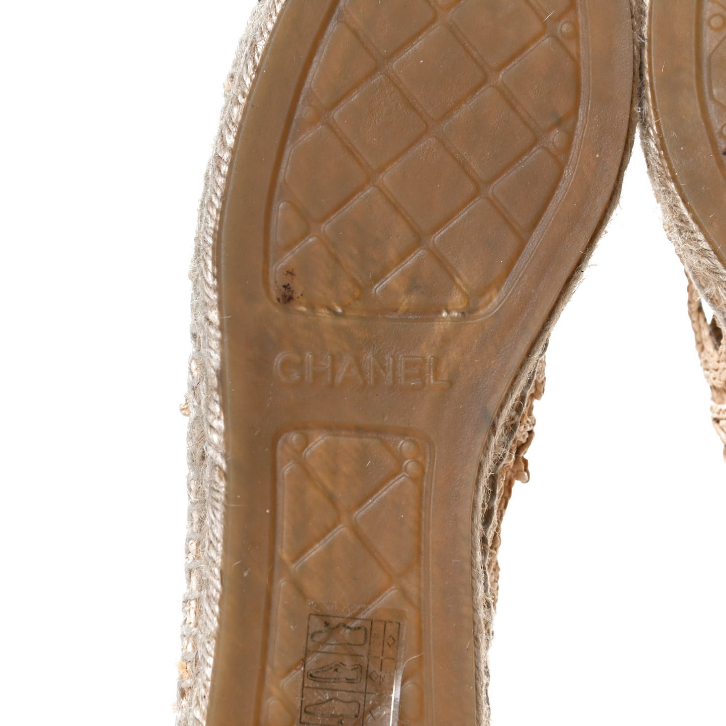 Raffia Fabric CC Espadrilles 36 Beige Black