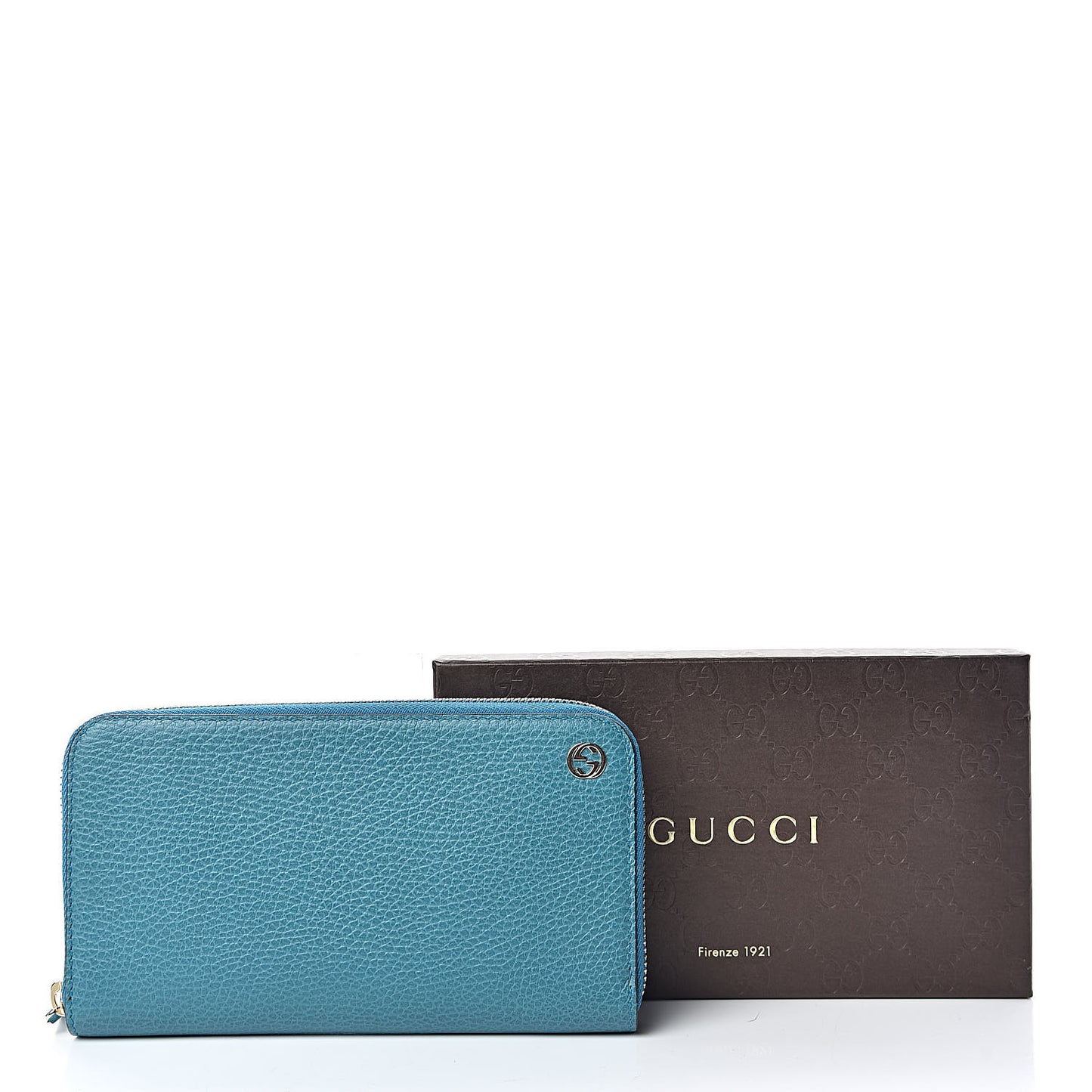 Dollar Calfskin GG Zip Around Wallet Deep Cobalt