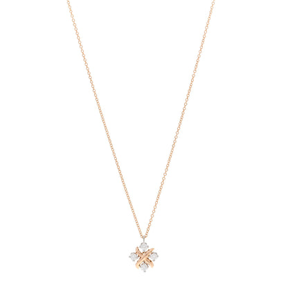 Tiffany 18K Rose Gold Platinum Diamond Schlumberger Lynn Pendant Necklace 1 of 5