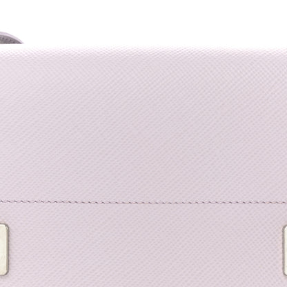 Prada Saffiano Cuir Twist Lock Chain Flap Crossbody Bag Glicine 8 of 16