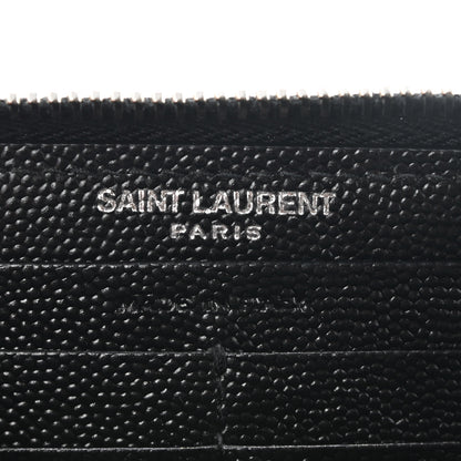 Saint Laurent Grain De Poudre Matelasse Chevron Monogram Zip Around Wallet Black 6 of 6