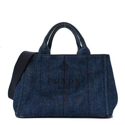 Prada Denim Small Logo Tote Bleu 1 of 7