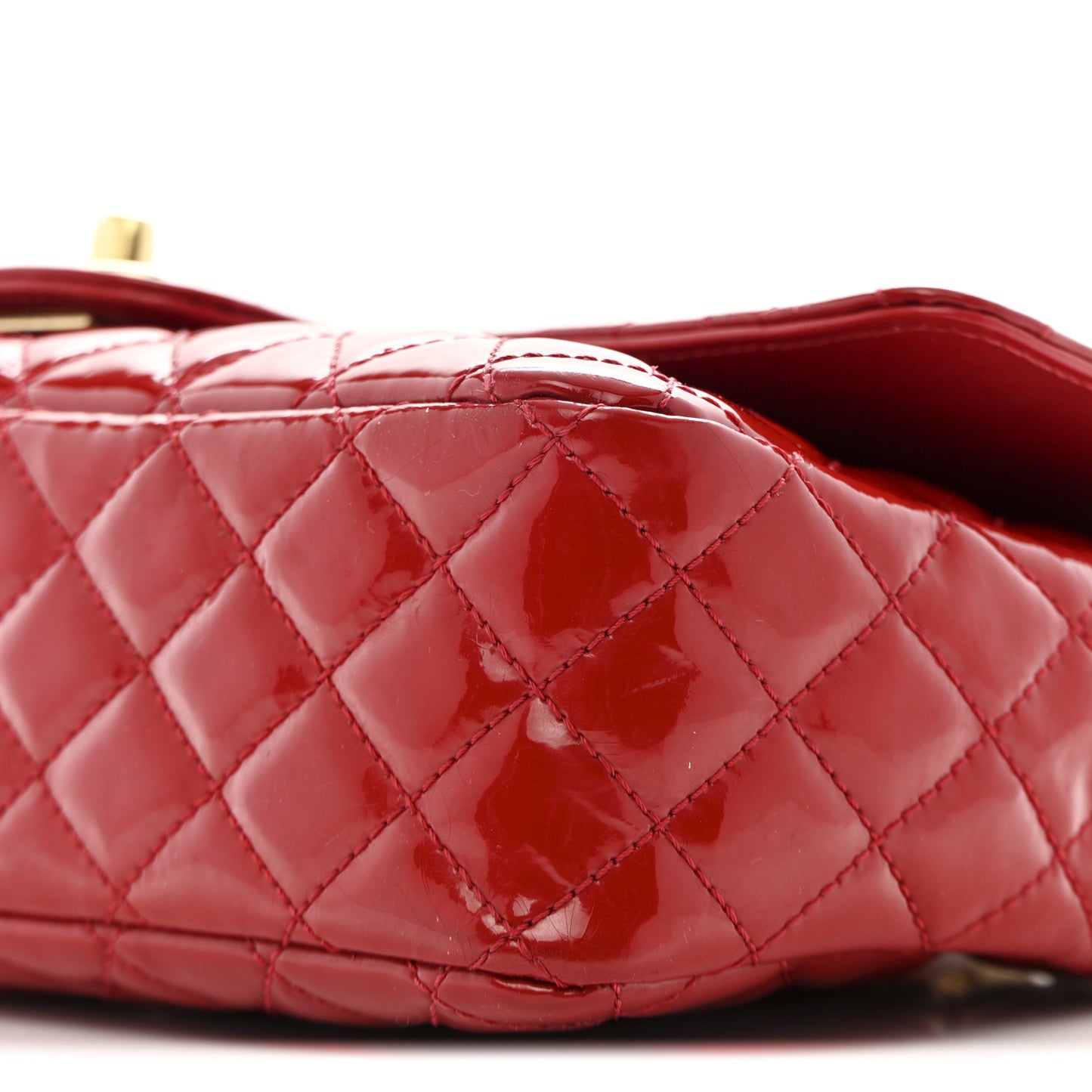 Patent Calfskin Quilted Valentine Charms Medium Single Flap Red