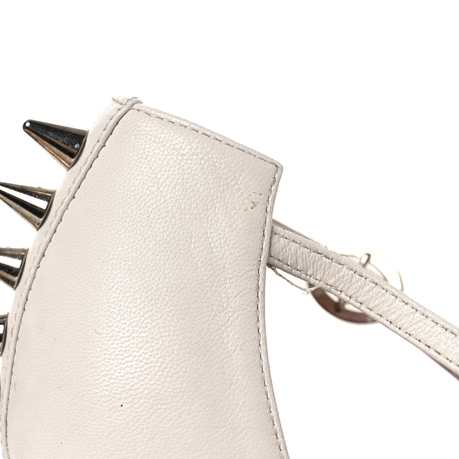 Gucci Calfskin Crystal GG Bow Sadie Spike Ankle Strap d'Orsay High Heel Pumps 35.5 White 11 of 14