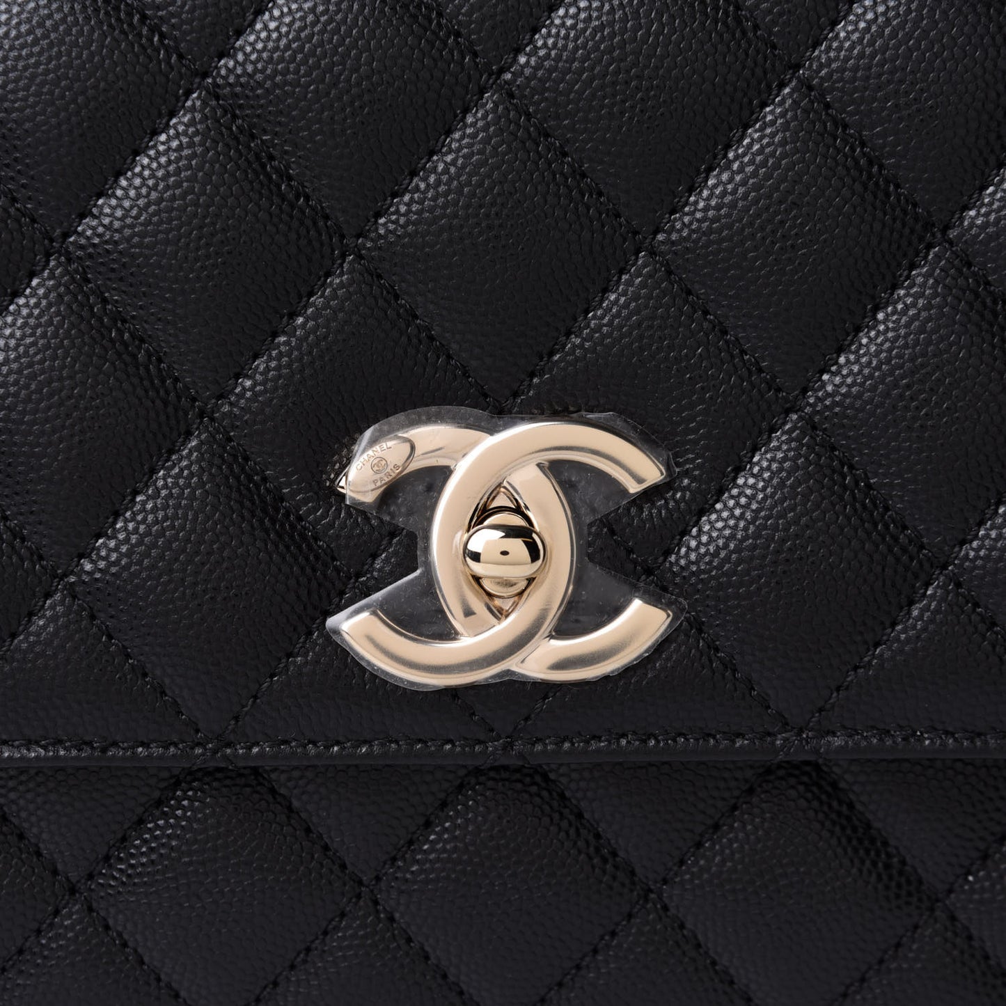 Caviar Quilted Small Coco Handle Flap Black