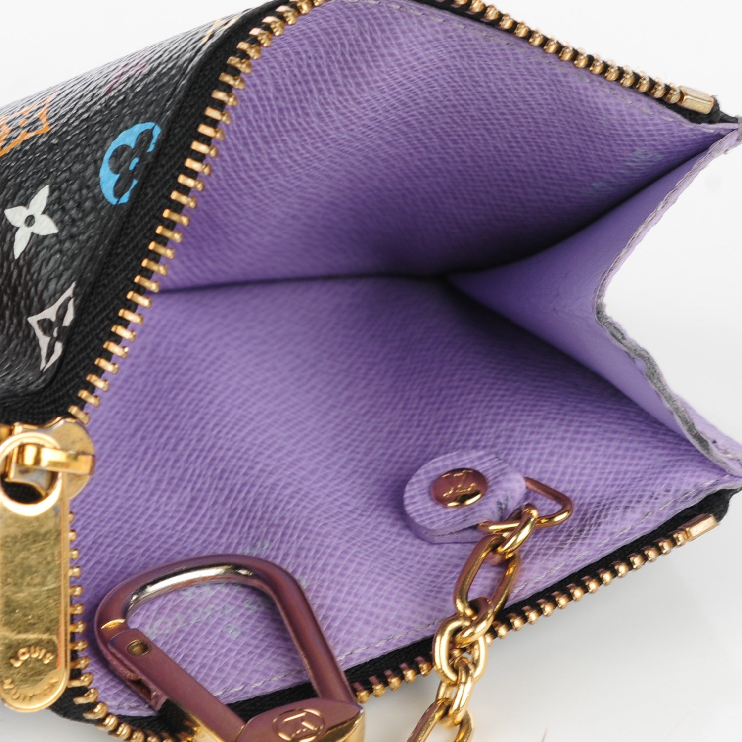 Louis Vuitton Monogram Multicolor Key Pouch Black Violet 5 of 7