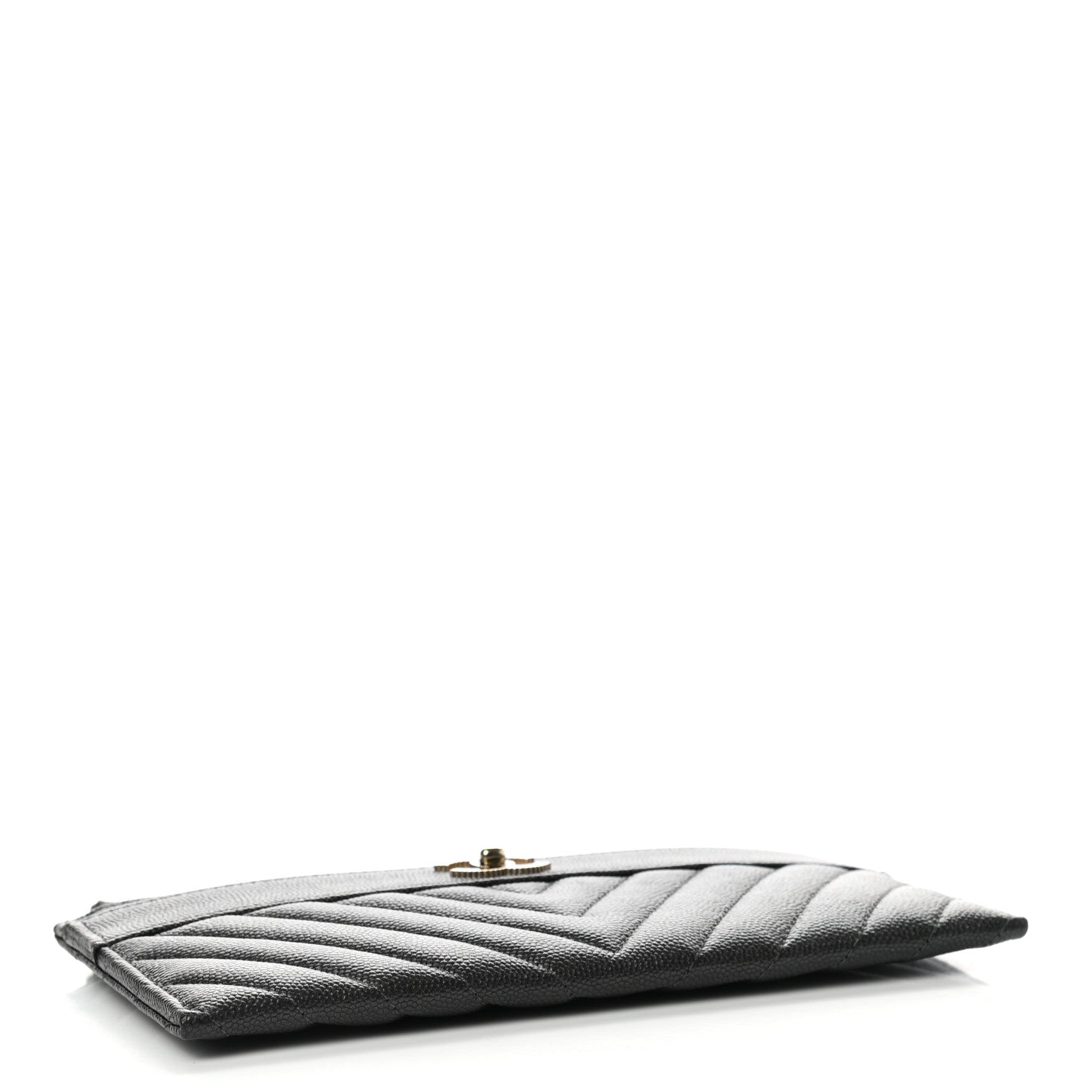 Chanel Caviar Chevron Quilted Mademoiselle Vintage Zip Pouch Black 4 of 7