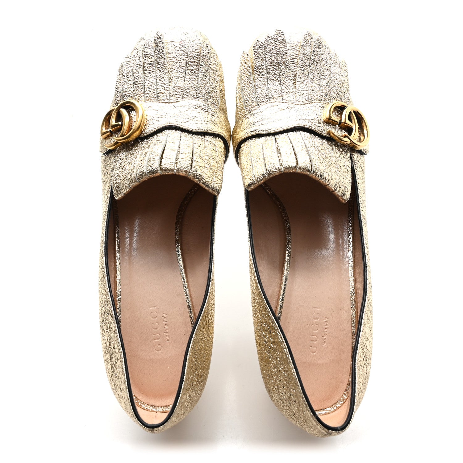Gucci Galassia GG Marmont Fringe 50mm Loafer Pumps 41 Platino Gucci Galassia GG Marmont Fringe 50mm Loafer Pumps 41 Platino