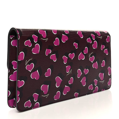 Gucci Textured Calfskin Heartbeat Print Clutch New Wine 3 of 10