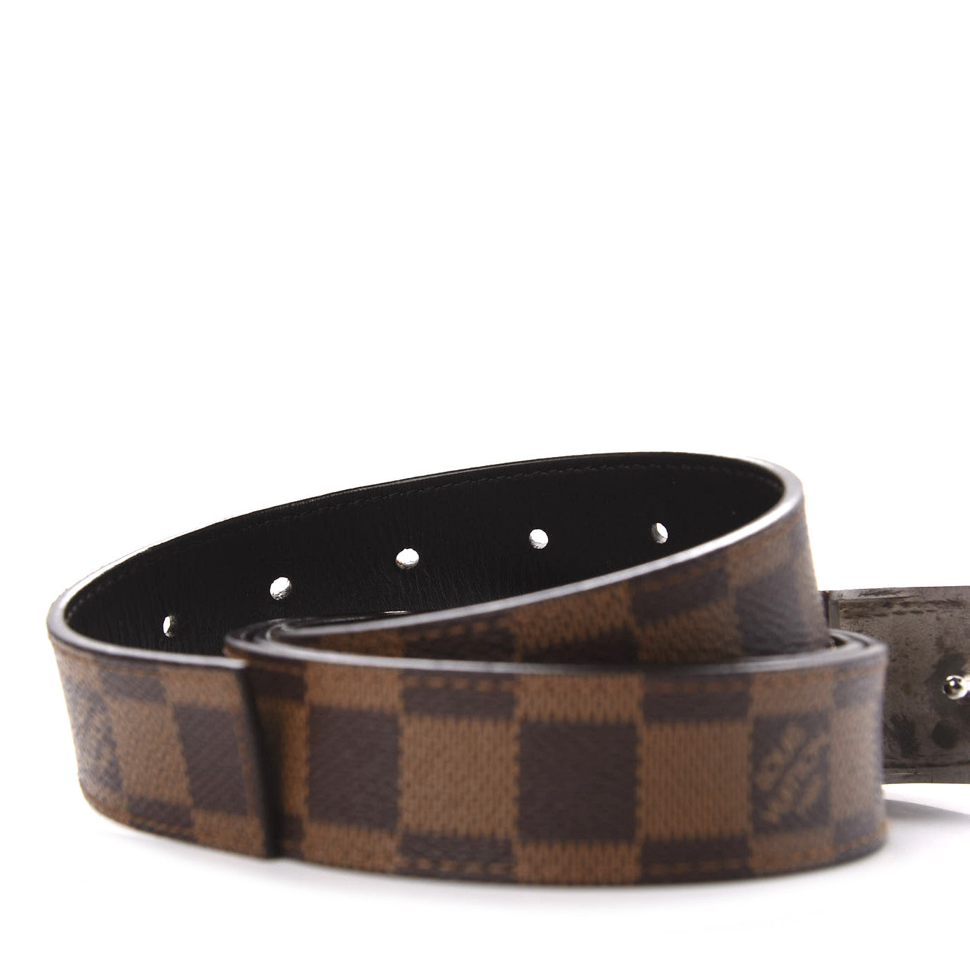 Damier Ebene LV Paris Buckle Belt 100 40 Silver
