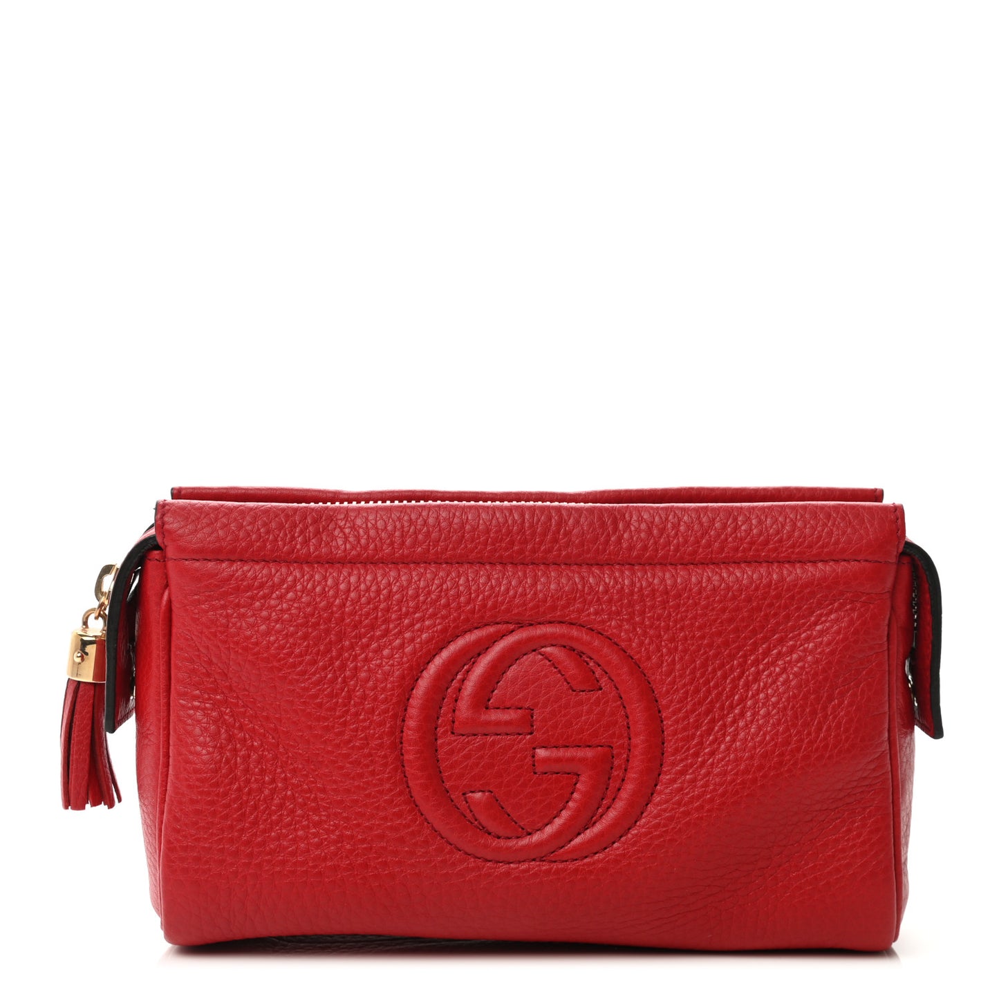 Pebbled Calfskin Soho Cosmetic Case Tabasco Red