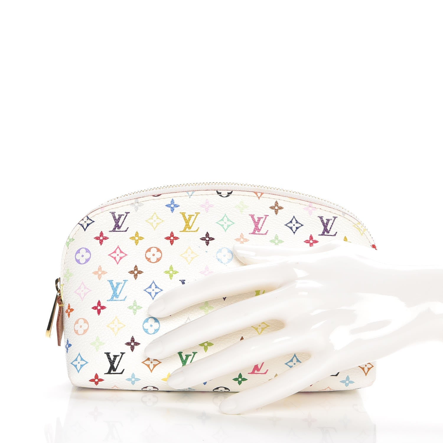Louis Vuitton Monogram Multicolor Cosmetic Pouch White Litchi 2 of 8
