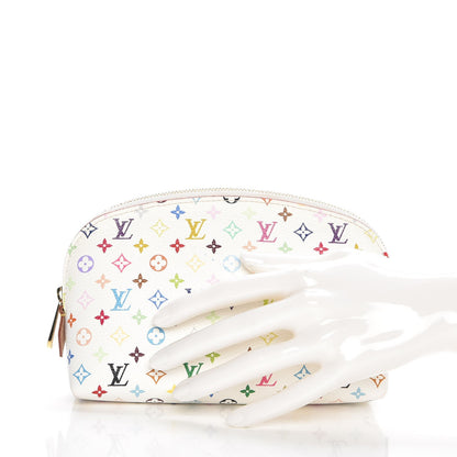 Louis Vuitton Monogram Multicolor Cosmetic Pouch White Litchi 2 of 8
