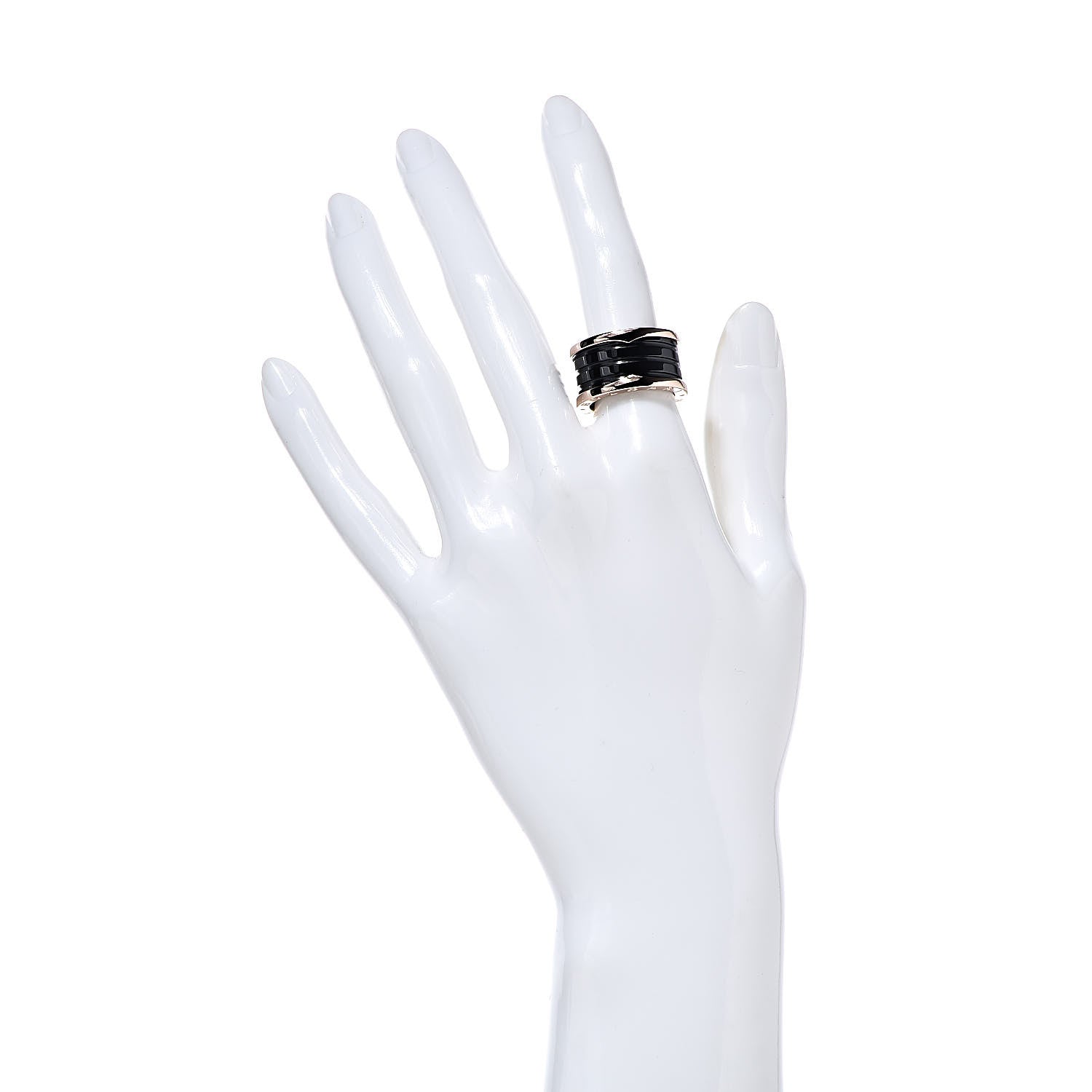 Bulgari 18K Rose Gold Black Ceramic B.Zero1 Four-Band Ring 53 6.5 2 of 6