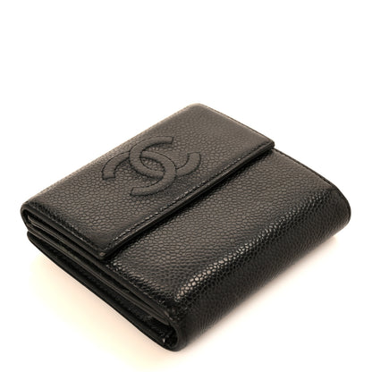 Chanel Caviar Timeless CC Compact French Wallet Black 4 of 12