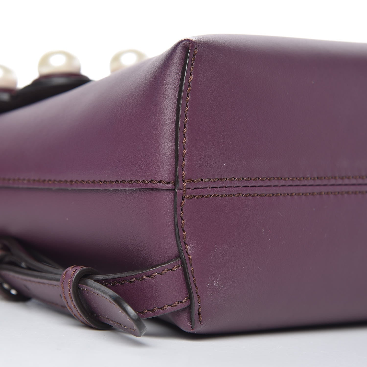 Fendi Vitello Century Pearl Bi-Color Scalloped Mini Back to School Backpack Amarone Black Cherry 10 of 12