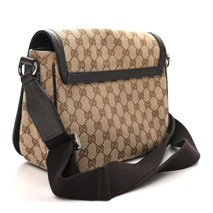 Gucci Monogram Flap Messenger Bag Beige Dark Brown 3 of 11