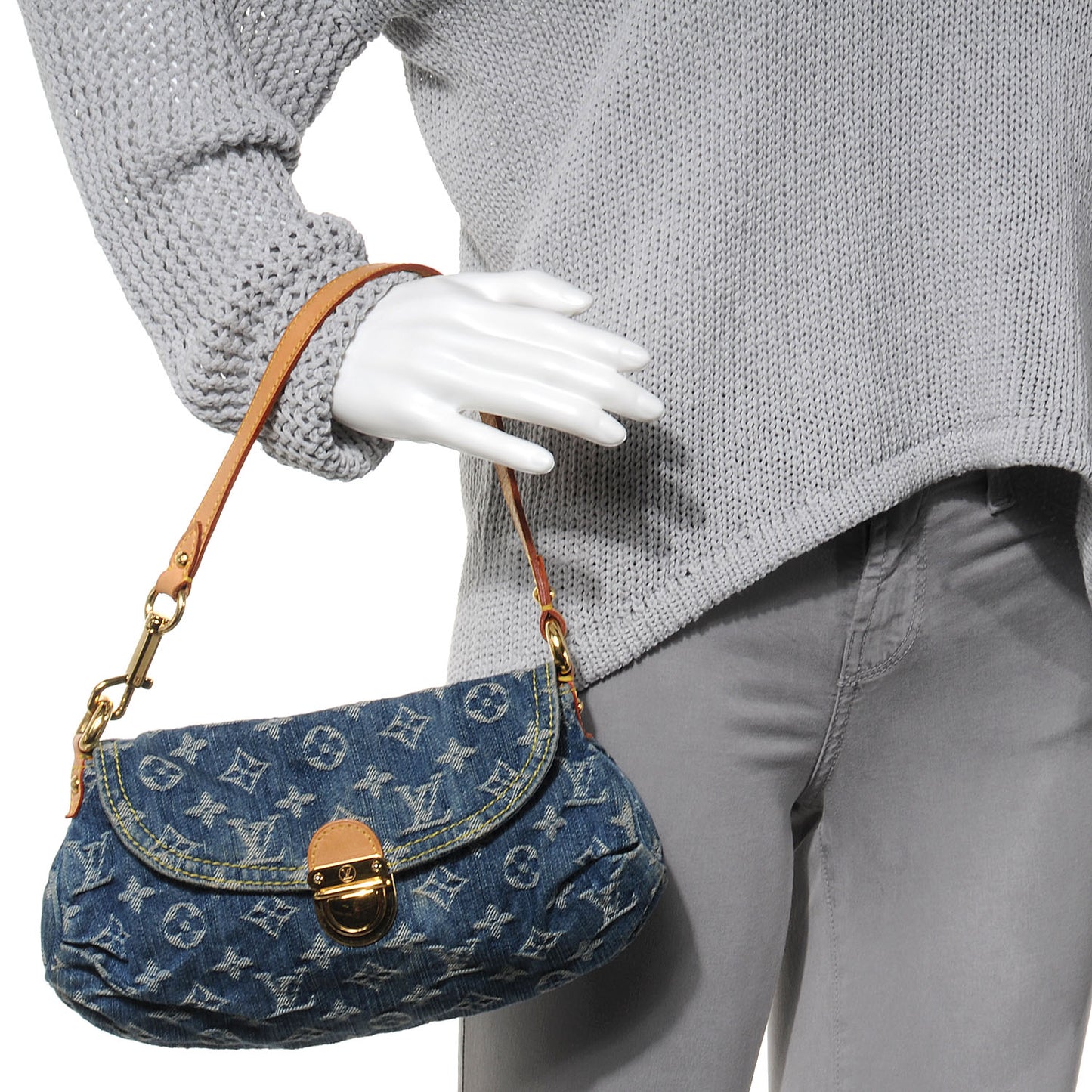 Monogram Denim Mini Pleaty Blue