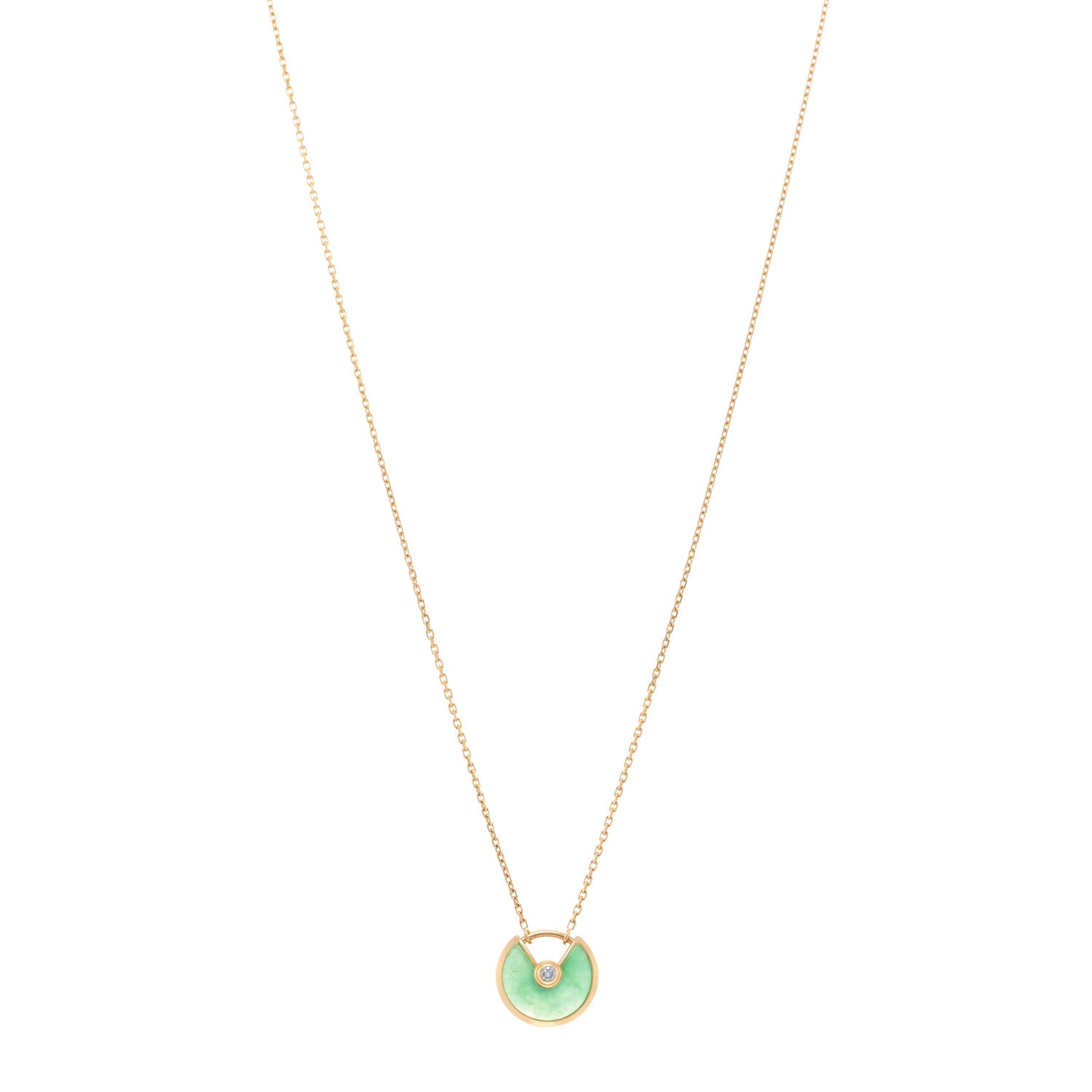 Cartier 18K Yellow Gold Diamond Chrysoprase XS Amulette de Cartier Pendant Necklace 1 of 4