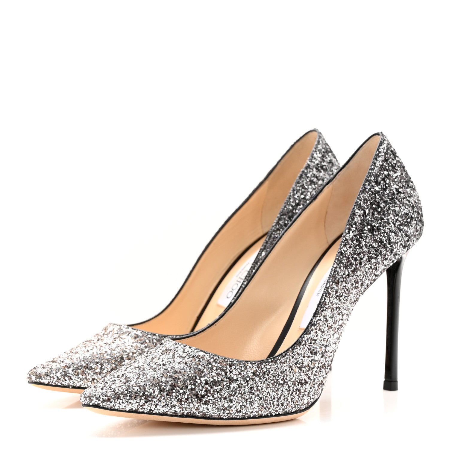 Jimmy Choo Coarse Glitter Degrade Pointy Toe Romy 100 Pumps 38 Light 38 Mocha Black 3 of 10
