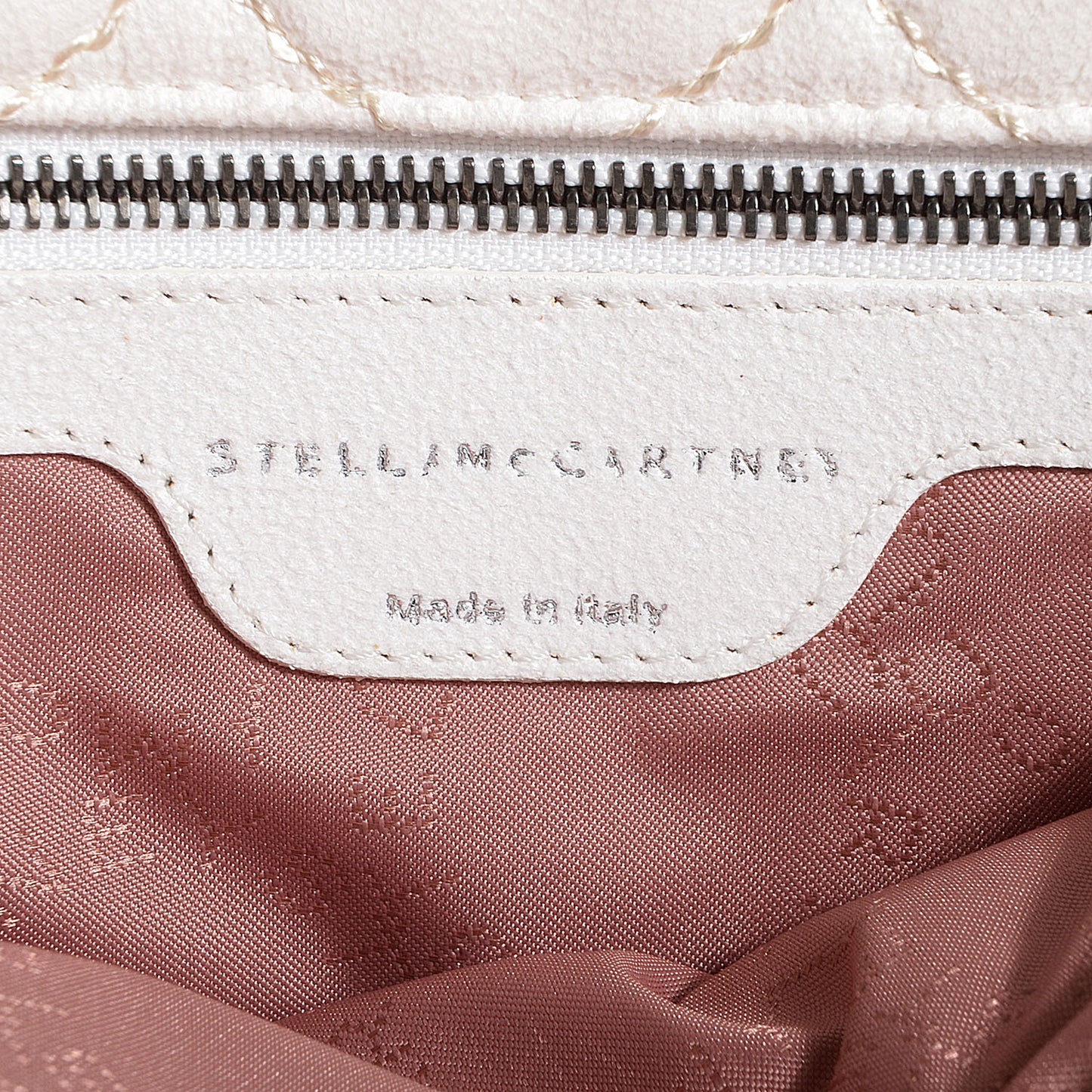 Faux Leather Quilted Small Falabella Tote White