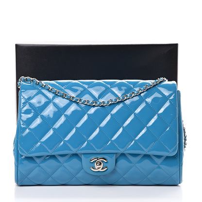 Chanel Patent Quilted Clutch with Chain Flap Blue 15 of 15