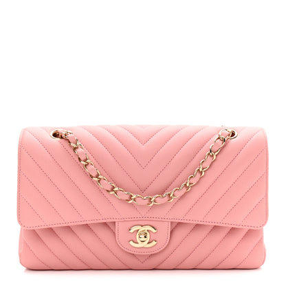 Chanel Caviar Flat Chevron Quilted Medium Double Flap Pink 1 of 11
