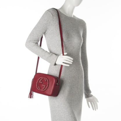 Gucci Pebbled Calfskin Studded Small Soho Disco Bag Soft Burgundy 2 of 7
