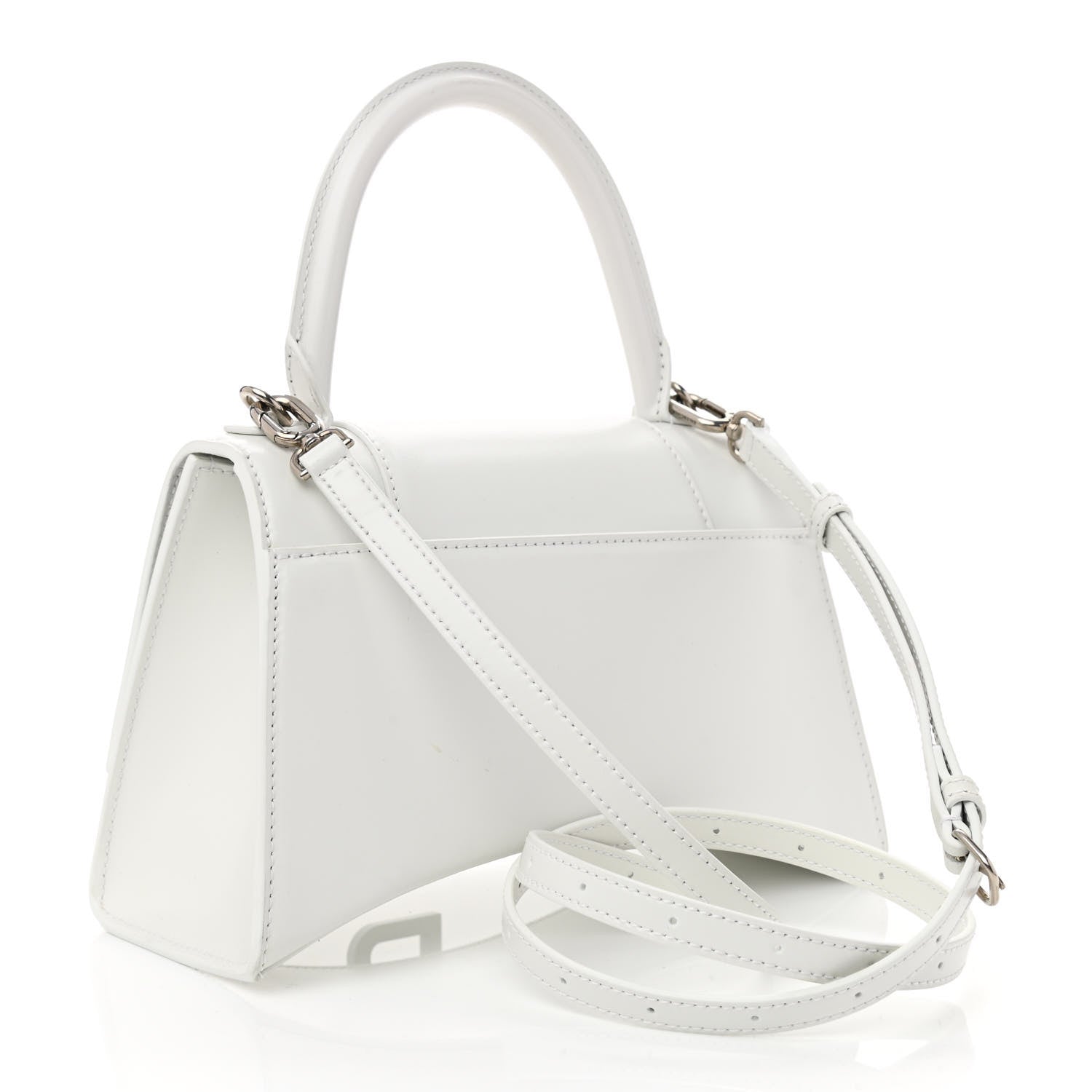 Balenciaga Shiny Box Calfskin Tonal B Small Hourglass Top Handle Bag White 3 of 9