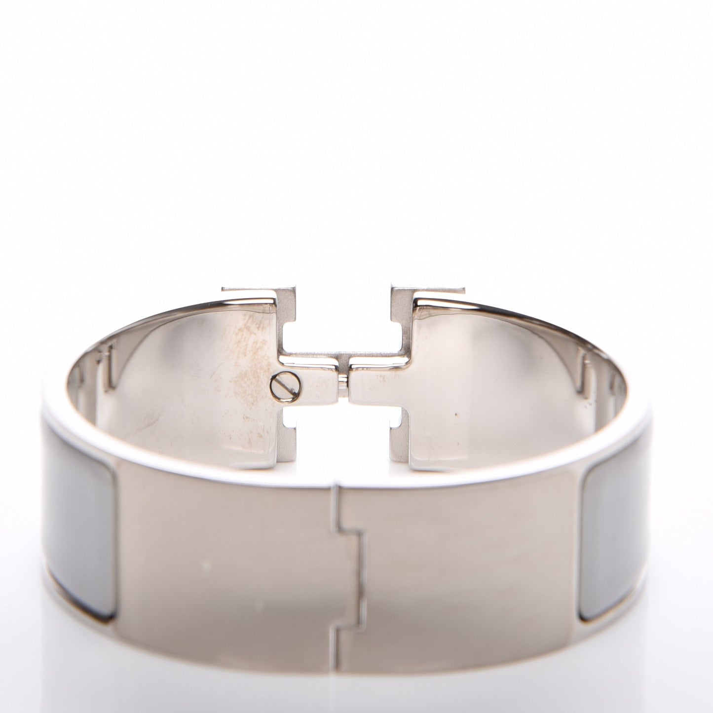 Enamel Wide Clic Clac H Bracelet PM Gris Clair White
