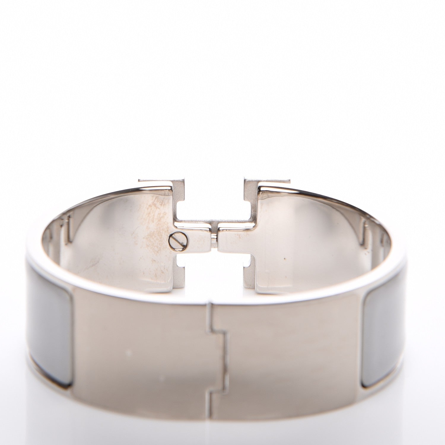 Hermes Enamel Wide Clic Clac H Bracelet PM Gris Clair White 6 of 6