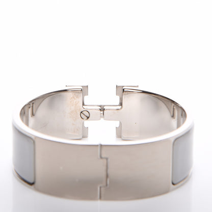 Hermes Enamel Wide Clic Clac H Bracelet PM Gris Clair White 6 of 6